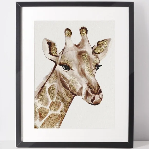 Watercolor Giraffe Wall Art Print Poster Unframed - Picture 1 of 8